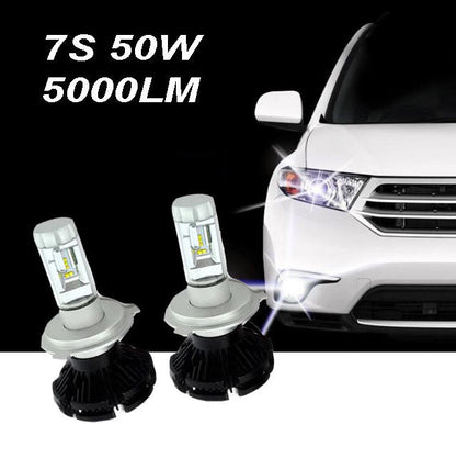 COPPIA LAMPADE FARI RICAMBIO AUTO LED 7S H4 ALTA LUMINOSITA' BIANCO FREDDO 50W