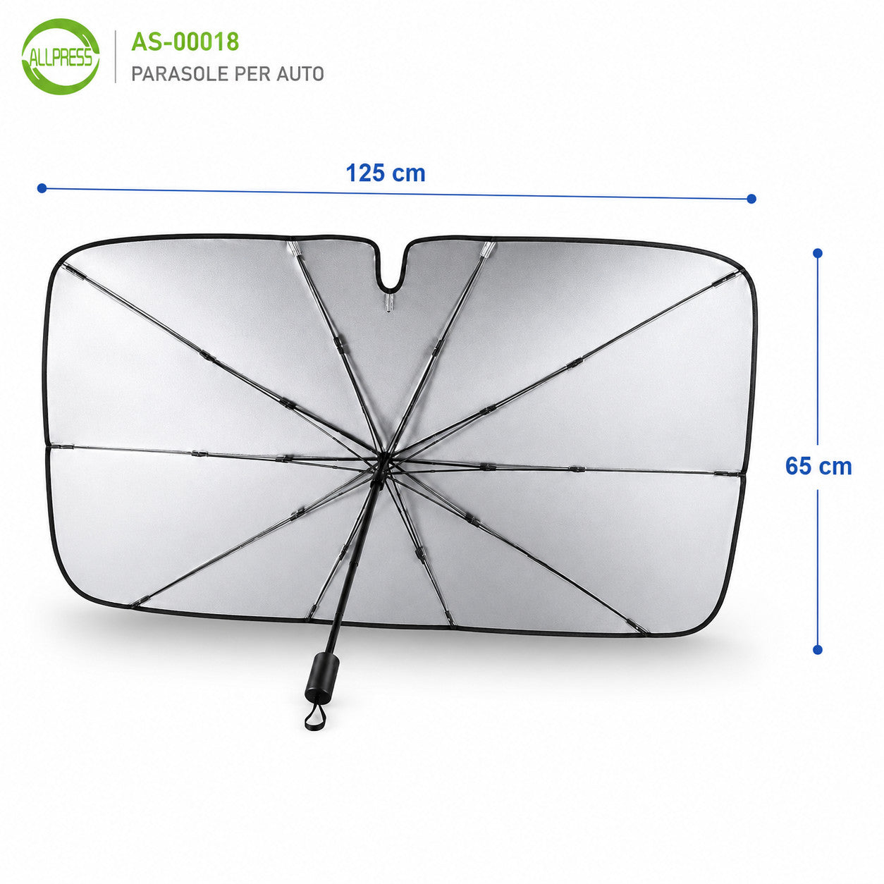 PARASOLE OMBRELLO VETRO ANTERIORE AUTO PARABREZZA PIEGHEVOLE 125X65CM AS-00018