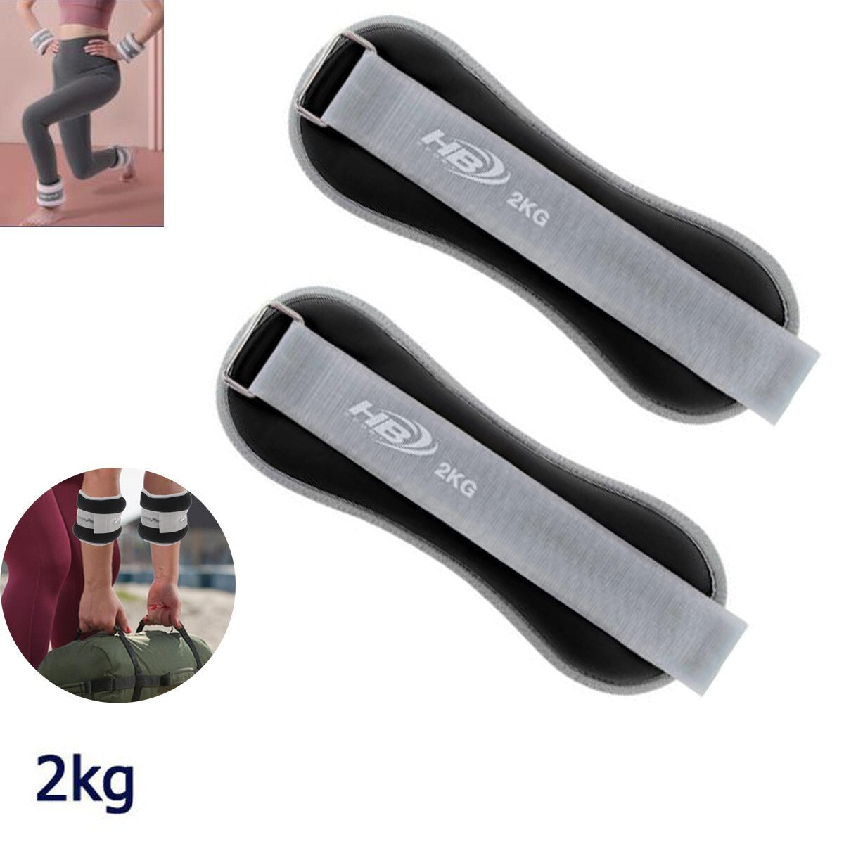 COPPIA DI PESI SABBIA REGOLABILI SPORT POLSO E CAVIGLIA FITNESS 2 KG NERO 90057*