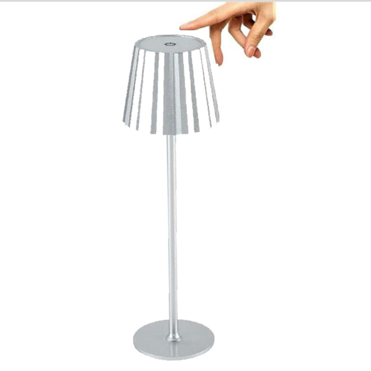 LAMPADA TAVOLO TOUCH LED MODERNA RICARICABILE BAR HOTEL RISTORANTE ARGENTO TD306
