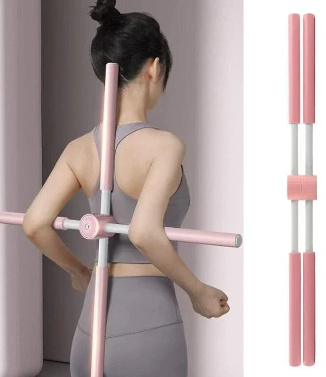 Bastone Correttore Posturale Yoga Stick Attrezzo Postura Colonna Fascia Schiena Rosa