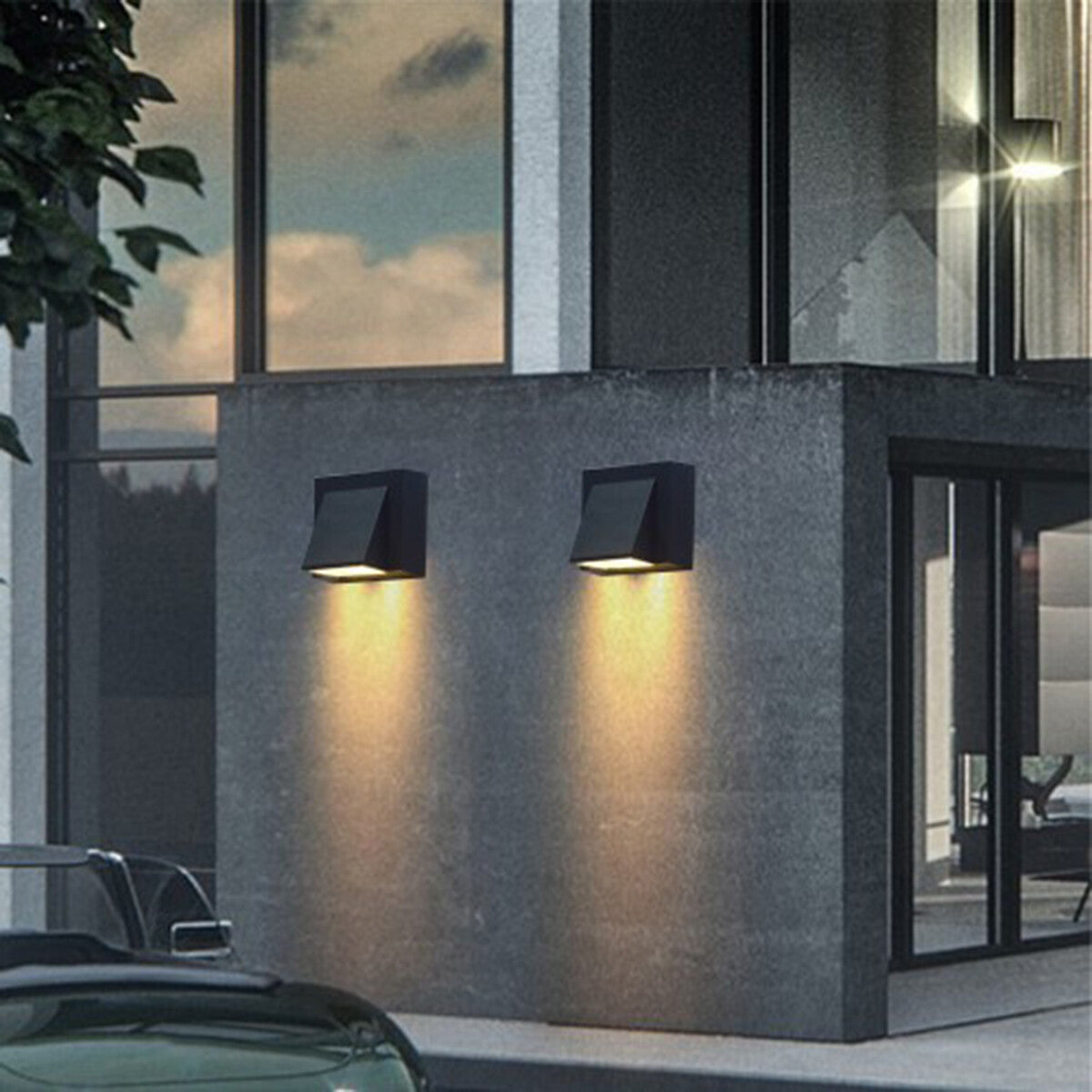 APPLIQUE LED COB IP65 FARETTO 5W LAMPADA MURO PARETE NERO LUCE CALDA 3000K