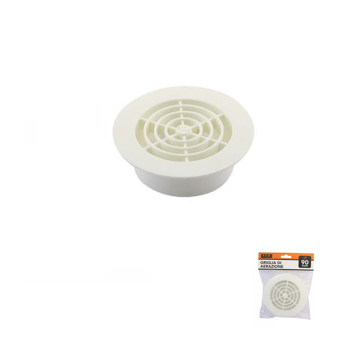 GRIGLIA AERAZIONE 90MM TONDA PLASTICA BIANCA VENTILAZIONE CASA 71398