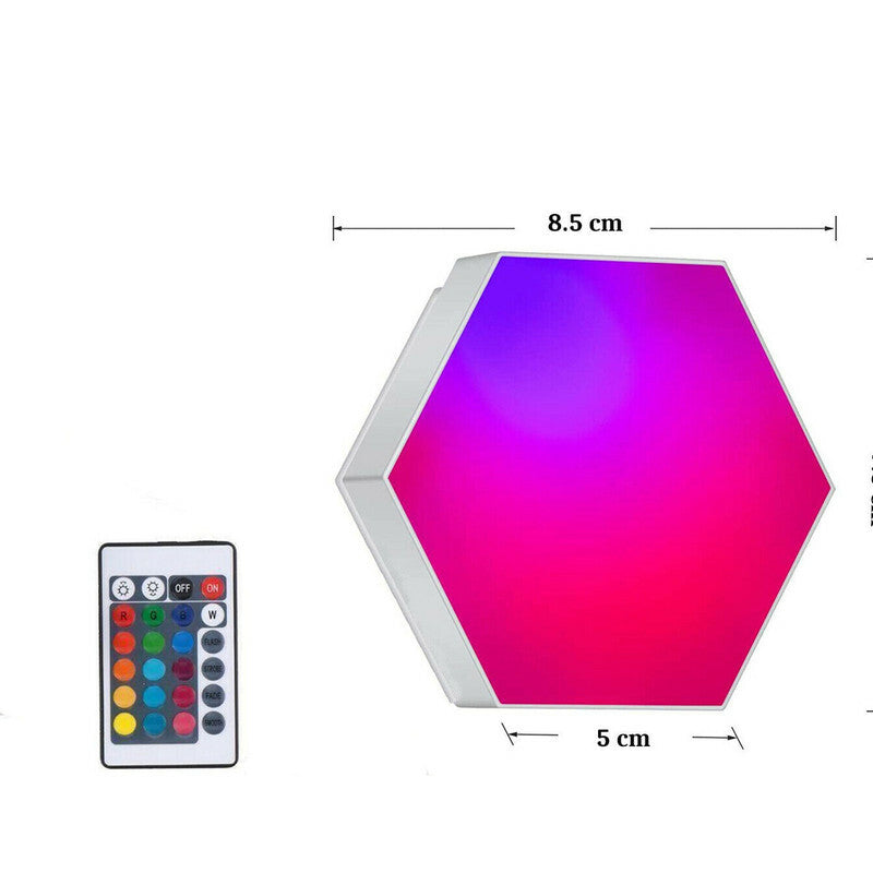 SET 3PZ LUCI DA PARETE RGB ESAGONALI APPLIQUE CON TELECOMANDO MULTICOLOR TEB0383