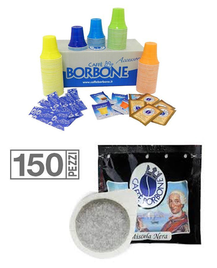 150 CIALDE CAFFE' BORBONE MISCELA NERA NERO ESE 44 MM CON KIT ACCESSORI GUSTO