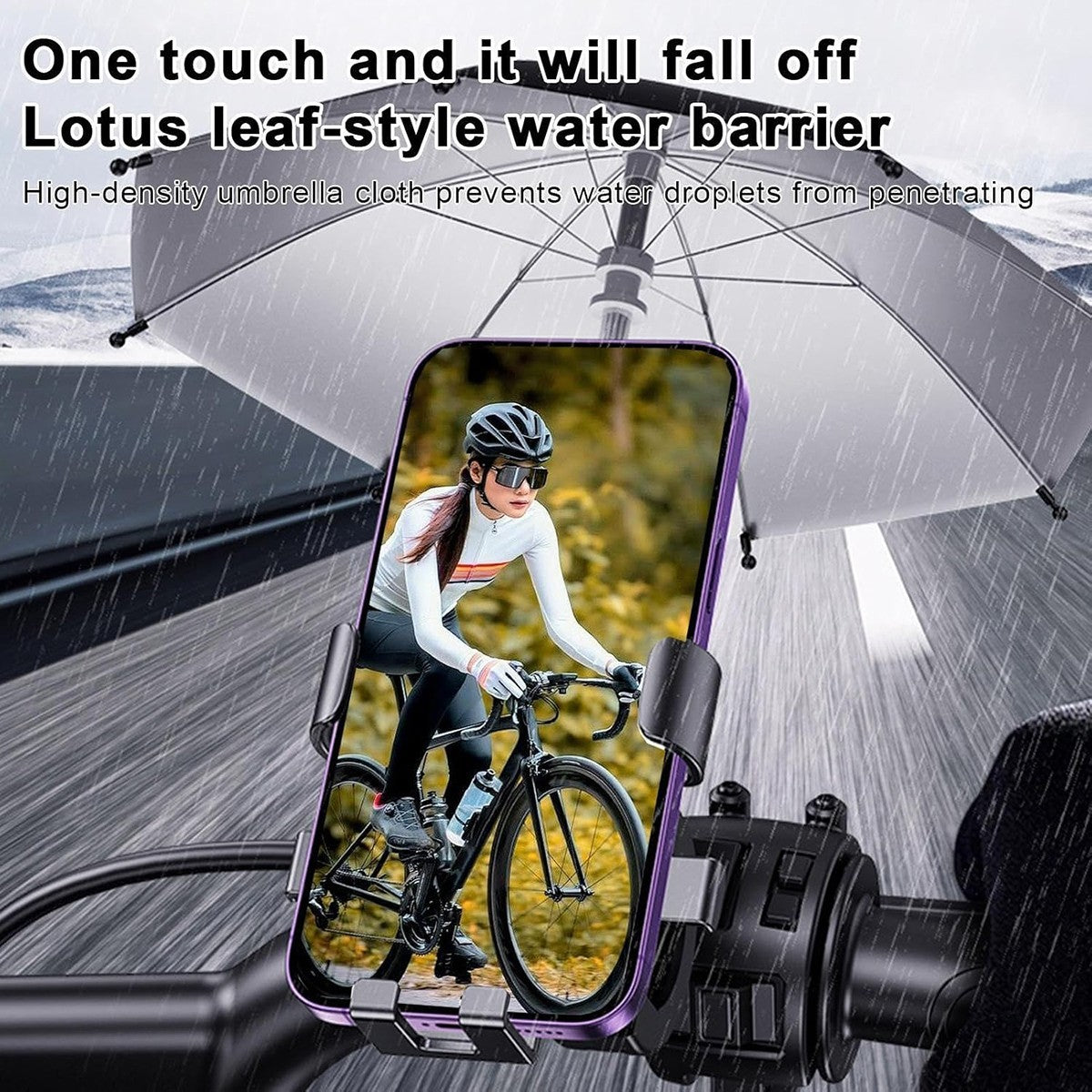 SUPPORTO PER CELLULARE CON OMBRELLO PARASOLE PER MOTO BICI SCOOTER AS-07131