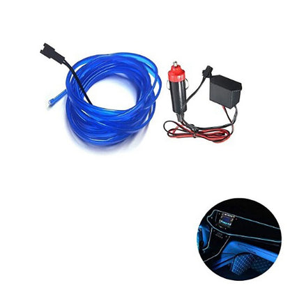 STRISCIA INTERNI LUCE AUTO FIBRA OTTICA 12V DECORAZIONE FILO 3MT BLU CA-03035