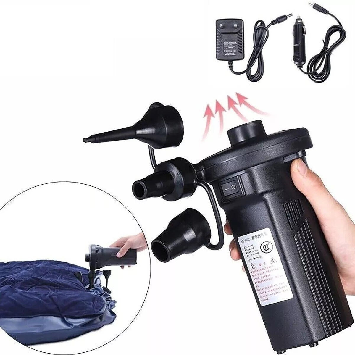 POMPA ELETTRICA ARIA RICARICABILE 4500MAH GONFIATORE GONFIABILI SPIAGGIA SPORT