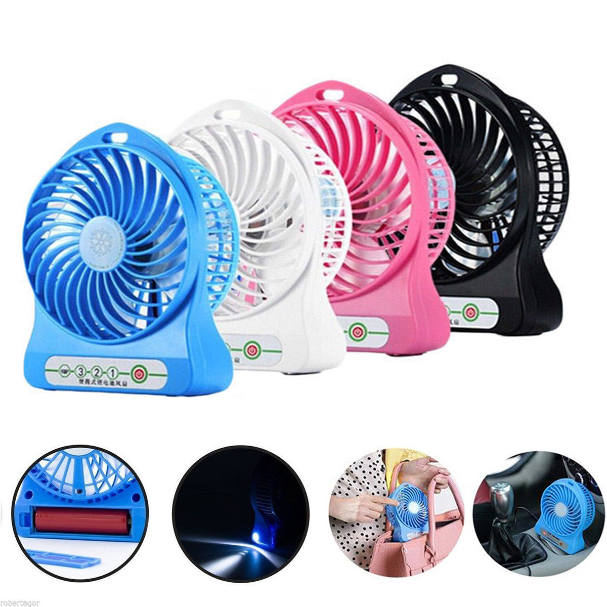 MINI VENTILATORE RICARICABILE USB 4 PALE PORTATILE GETTO D'ARIA AD ALTA POTENZA