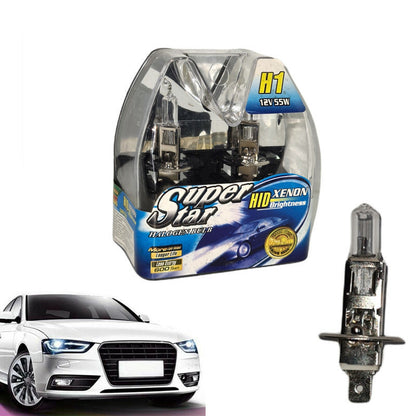 COPPIA FARI LAMPADINE ALOGENE 12V XENON AUTO ATTACCO H1 BIANCO FREDDO 8500K