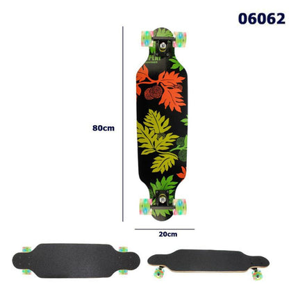 SKATEBOARD SKATE IN LEGNO FANTASIA COLORATO BAMBINI RAGAZZI 80CM 06062