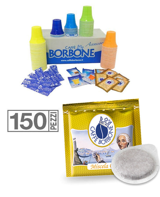 150 CIALDE CAFFE' BORBONE MISCELA ORO ESE 44 MM CON KIT ACCESSORI GUSTO FILTRO