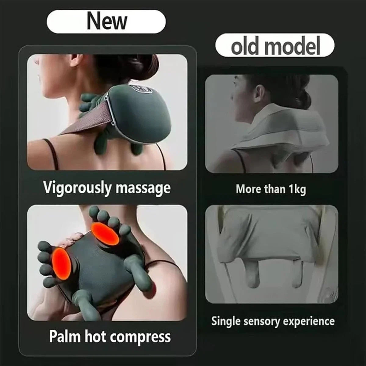 MASSAGGIATORE COLLO E CERVICALE 4D SHIATSU SENZA FILI CON CALORE MODELLO MASSAGGIO DITA