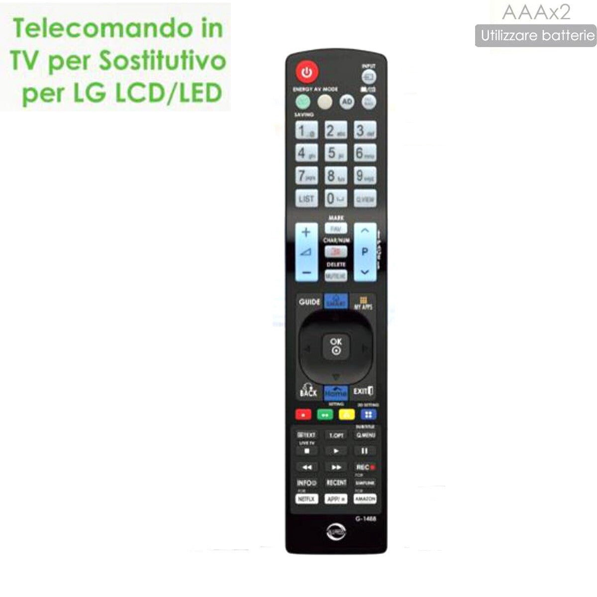 TELECOMANDO UNIVERSALE COME ORIGINALE LCD LED TV SMART COMPATIBILE LG