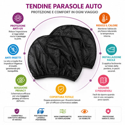 TENDINE PARASOLE AUTO UNIVERSALI RETE OSCURANTE ANTI INSETTI 70x50CM CA-02473