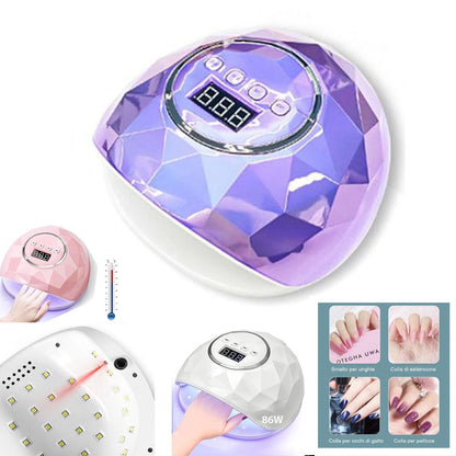 LAMPADA UV CON 39 LED 86W DISPLAY SENSORE UNGHIE RICOSTRUZIONE MANICURE TIMER
