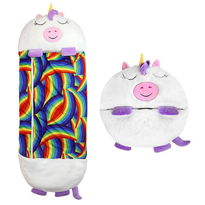 SACCO A PELO BAMBINI CARTONI UNICORNO CUSCINO MORBIDO PIEGHEVOLE