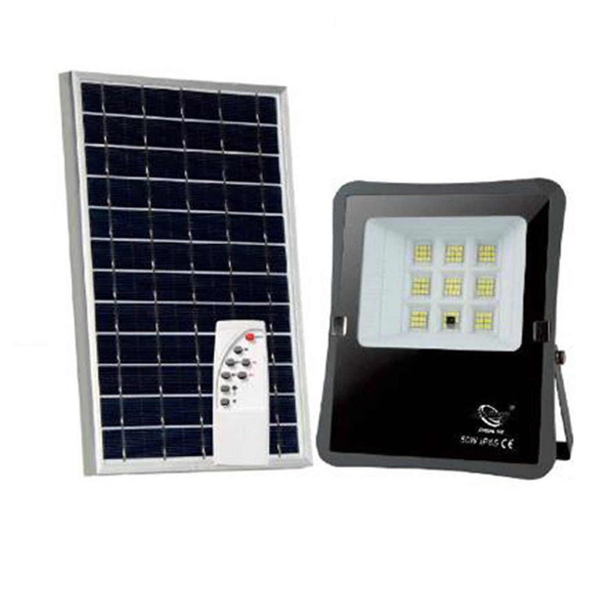 FARO LED FARETTO ALTA LUMINOSITA' PANNELLO SOLARE CREPUSCOLARE TELECOMANDO 50W*