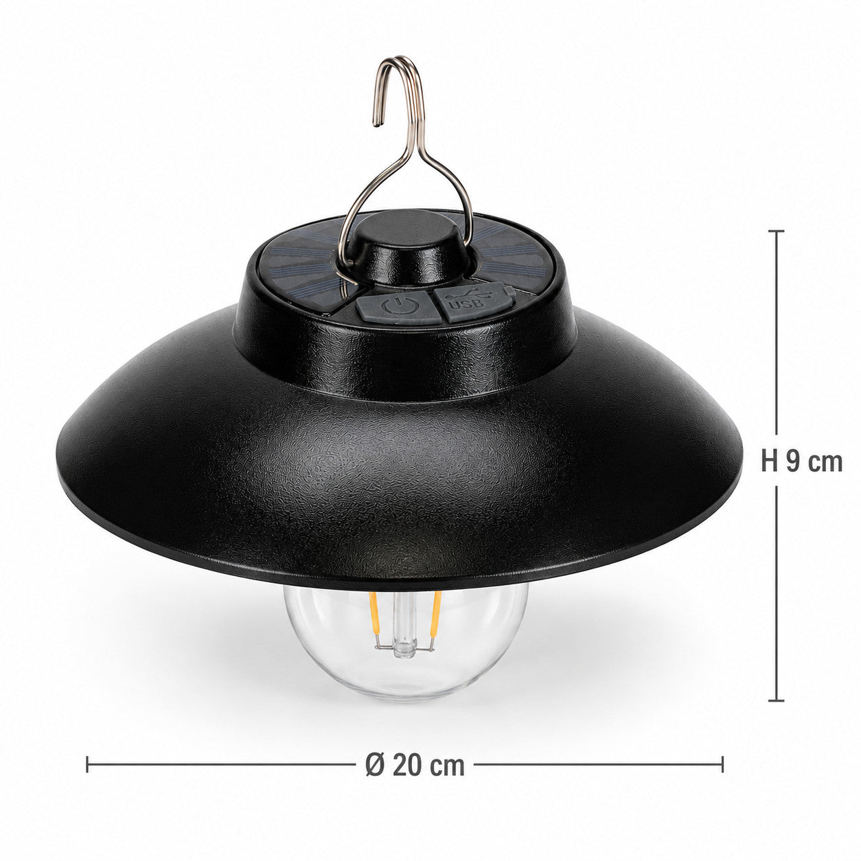 LAMPADA CAMPEGGIO LED RICARICABILE SOLARE CON GANCIO LUCE CALDA 3000K TE-B0627