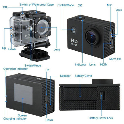 ACTION CAM 4K SPORTS ULTRA HD DV 30 METRI 16 Mp CAMERA FOTOCAMERA WATERPROOF