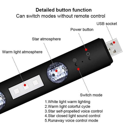 2 BARRE LED AUTO LUCE RGB INTERNI STELLE USB SENZA FILI ADESIVA CON TELECOMANDO