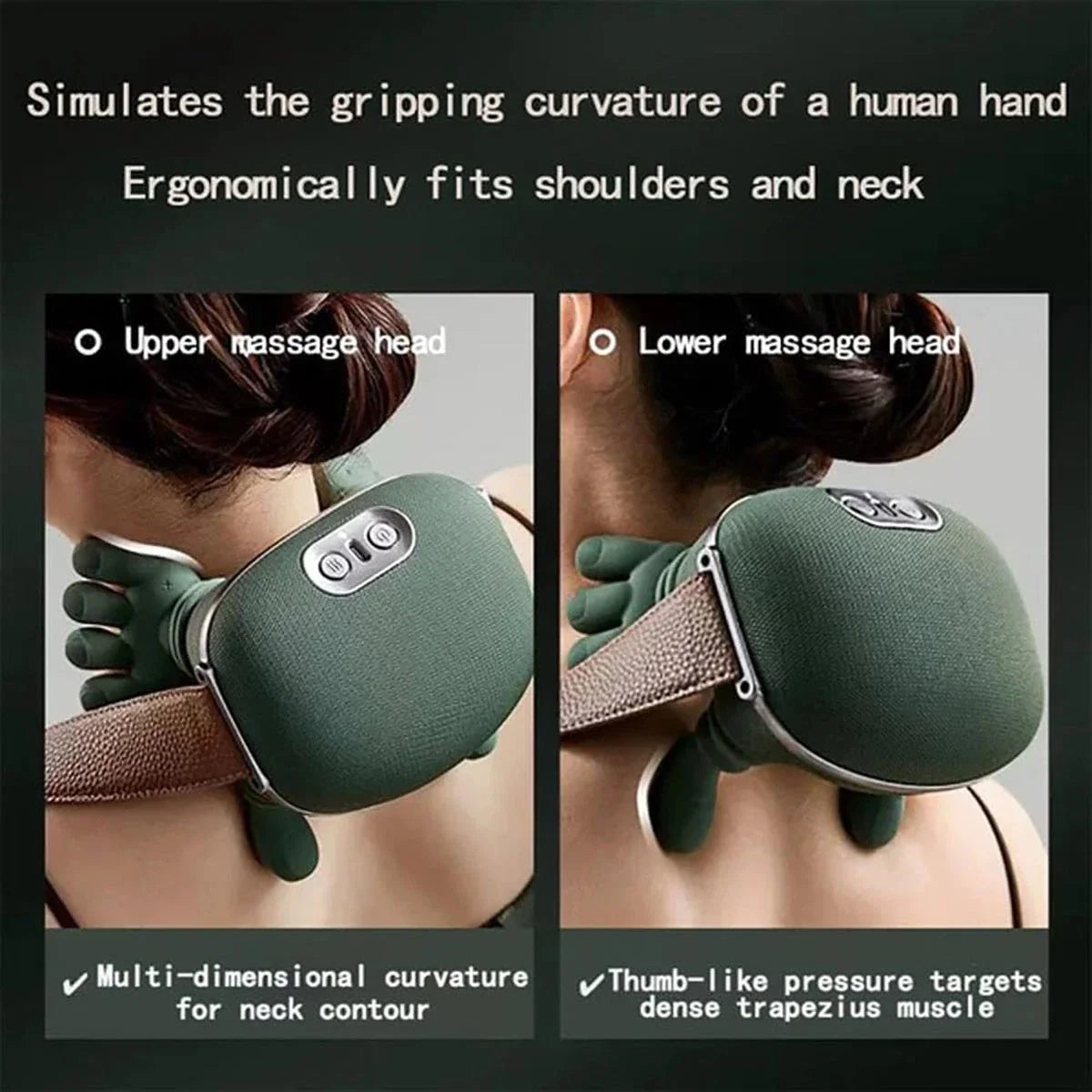 MASSAGGIATORE COLLO E CERVICALE 4D SHIATSU SENZA FILI CON CALORE MODELLO MASSAGGIO DITA