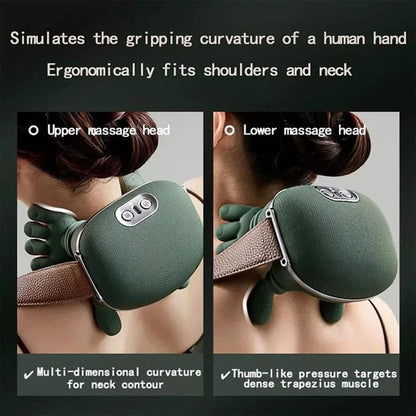 MASSAGGIATORE COLLO E CERVICALE 4D SHIATSU SENZA FILI CON CALORE MODELLO MASSAGGIO DITA