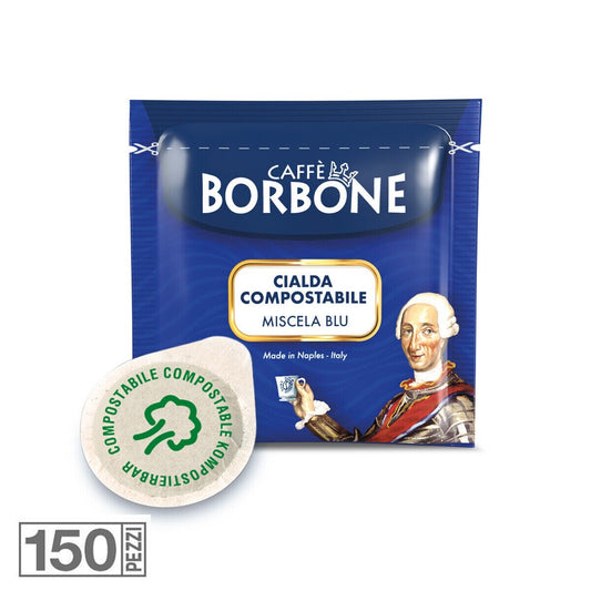 150 CIALDE CAFFE BORBONE MISCELA BLU ESE 44 MM CARTA MONODOSE FILTRO GUSTO