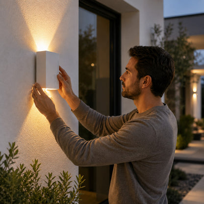 APPLIQUE PARETE LED 6W LAMPADA MURO IP65 MODERNO DOPPIA LUCE CALDA 3000K 21343