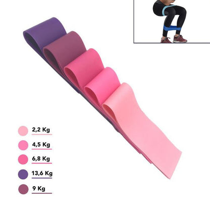 SET 5 ELASTICI ANELLO RESISTENZE BANDA ELASTICA FASCE PILATES YOGA 5x30CM 06204