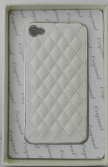 CUSTODIA COVER PLASTICA RIGIDA PER APPLE IPHONE 4 4S IN MINIJES ROMBI BIANCO