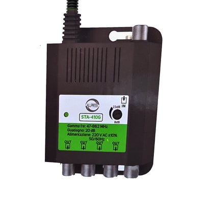 AMPLIFICATORE SDOPPIATORE SEGNALE TV VIDEO SEGNALE ANTENNA IN-OUT CATV 4 USCITE