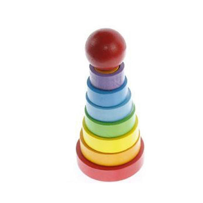 GIOCO EDUCATIVO PIRAMIDE IMPILABILE LEGNO COLORATO BAMBINI APPRENDIMENTO 07332