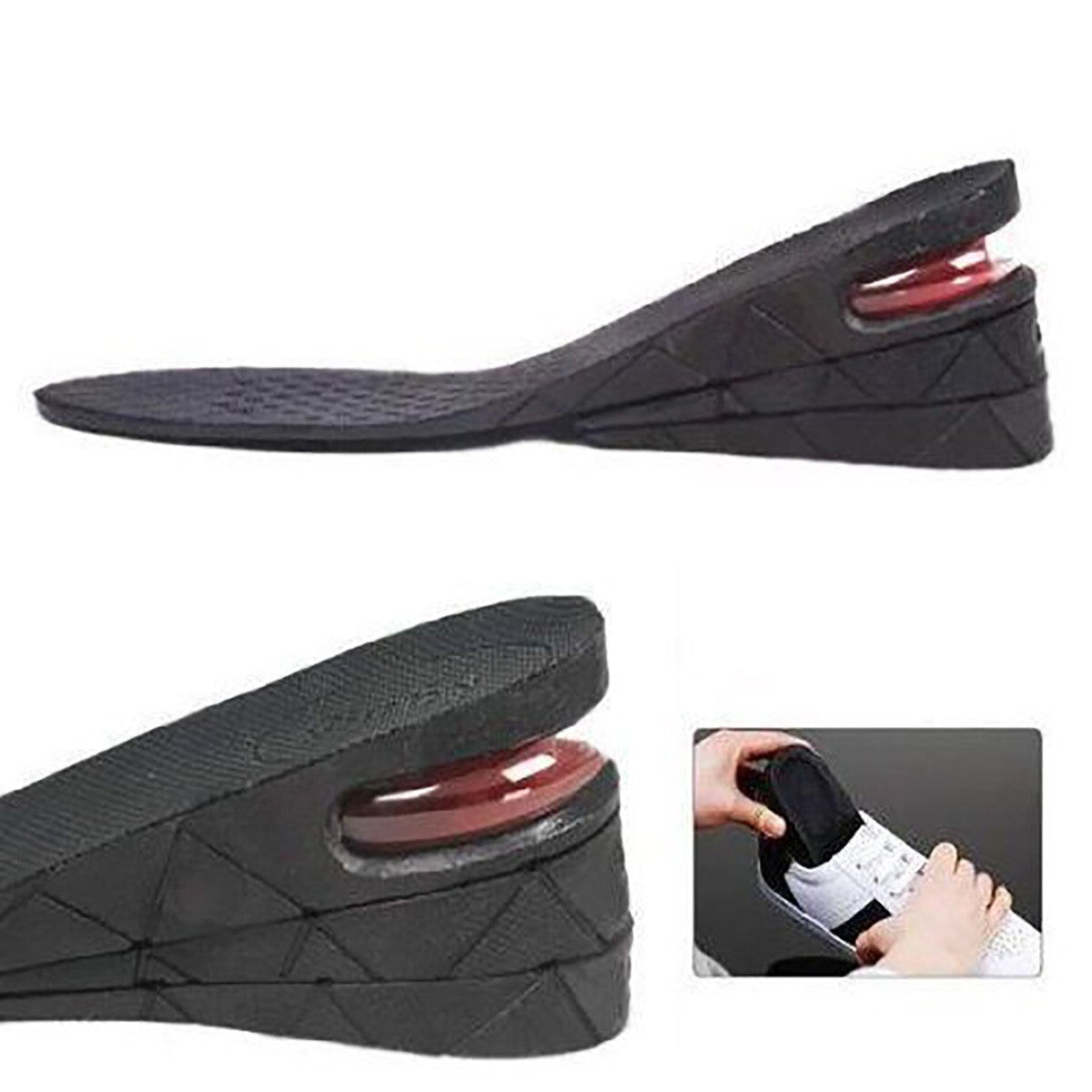 COPPIA SOLETTE ALZATACCO PER SCARPE PLANTARE ALZA TACCO CON CUSCINO AD ARIA 7 CM