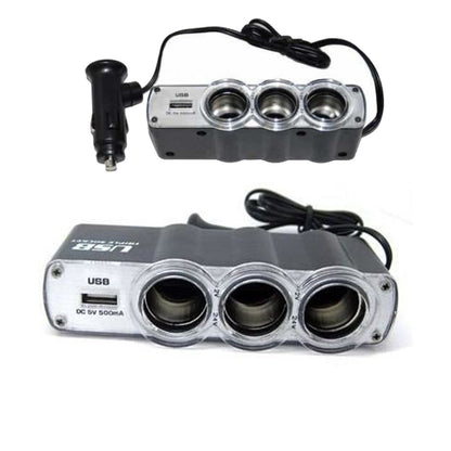 ADATTATORE USB AUTO TRIPLA PRESA 12V CARICABATTERIE MULTIPLO TELEFONI WF-0120