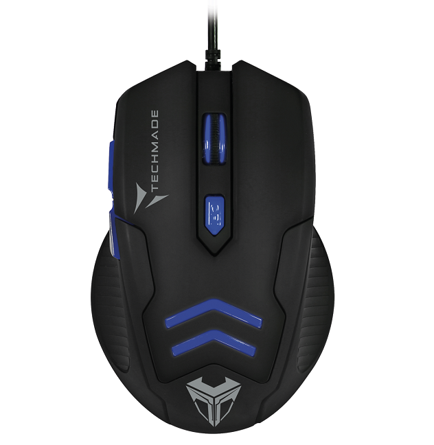 Techmade Kit Maus USB + Gaming-Mauspad Blau LED Desktop Mauspad PC Notebook