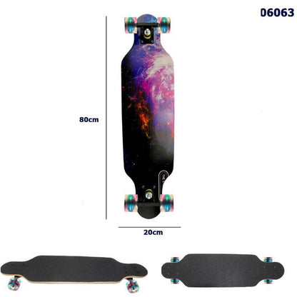 SKATEBOARD SKATE IN LEGNO FANTASIA COLORATO BAMBINI RAGAZZI 80CM 06063