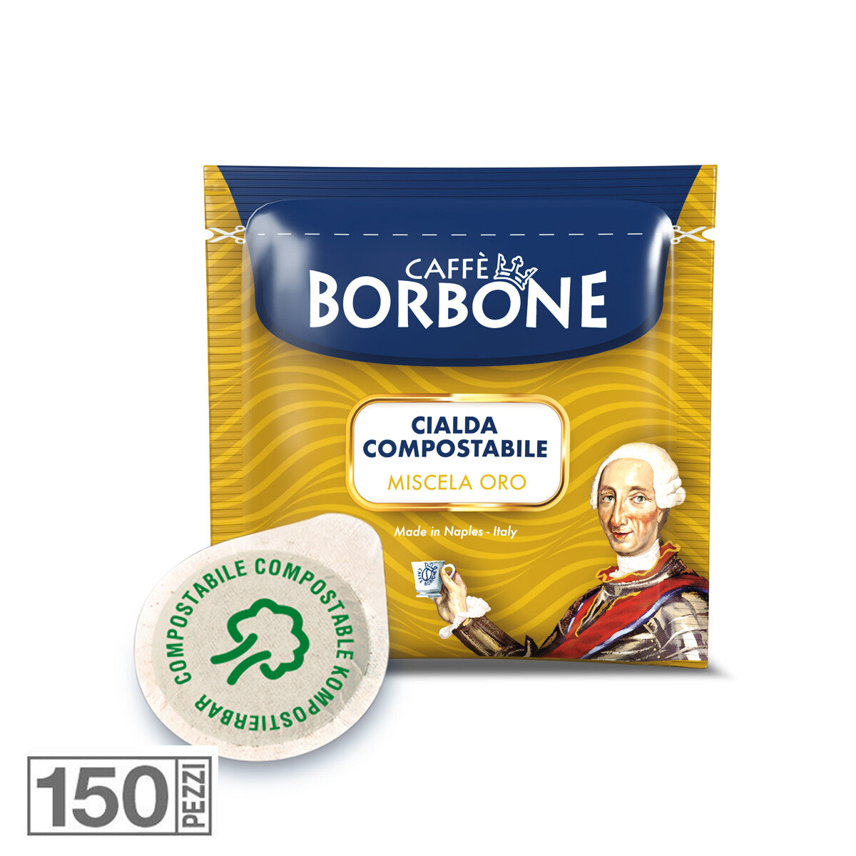 150 CIALDE CAFFE' BORBONE MISCELA ORO ESE 44 MM CARTA MONODOSE FILTRO GUSTO CASA