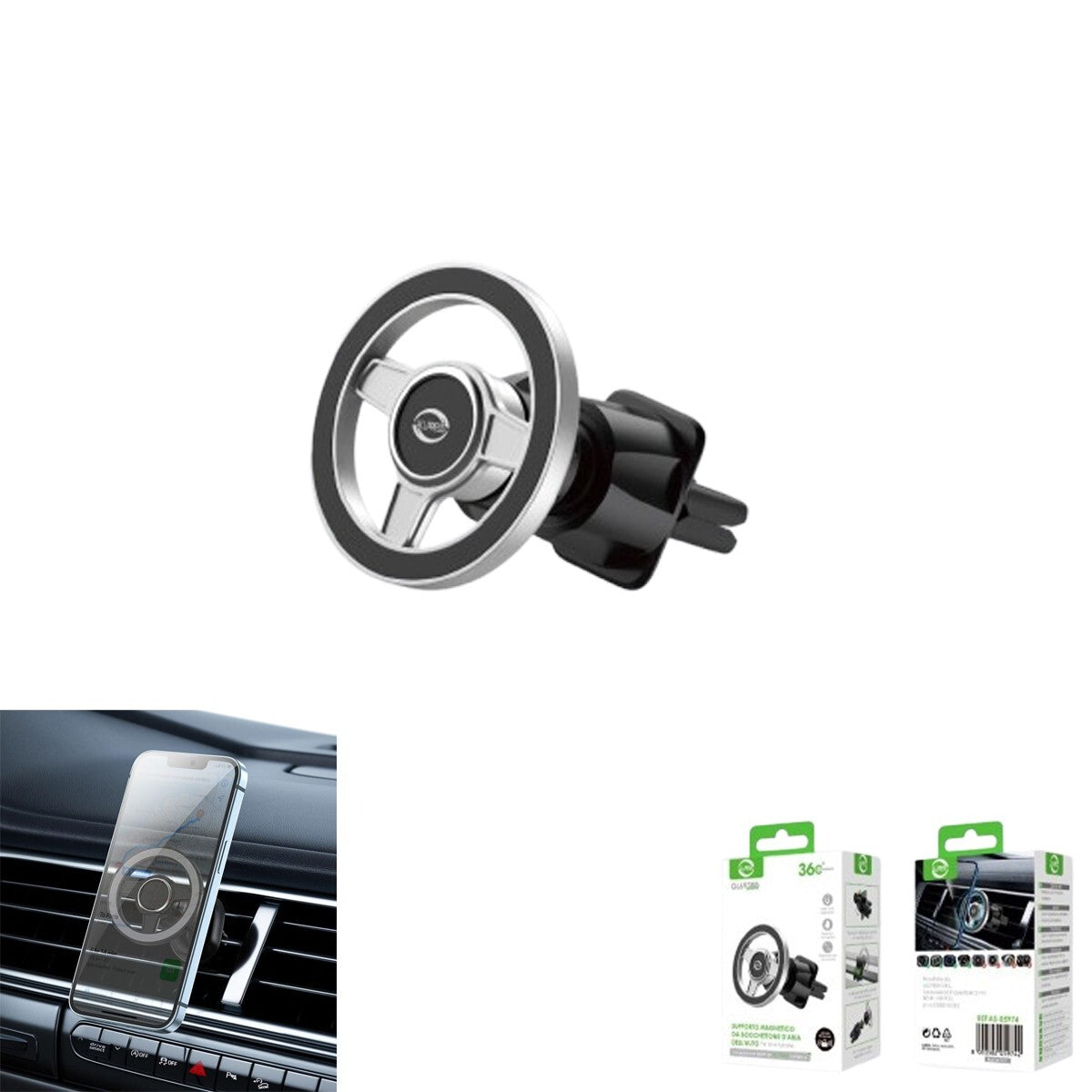 SUPPORTO MAGNETICO CALAMITA PER CELLULARE smartphon DA AUTO BOCCHETTE ARIA