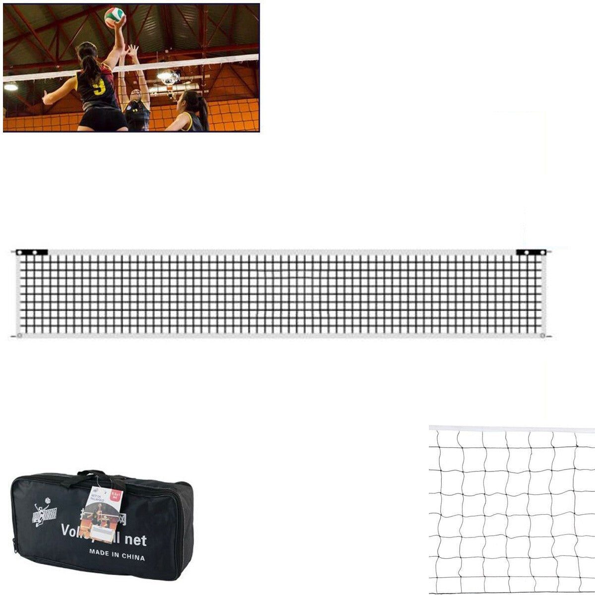 RETE DA PALLAVOLO E BEACH VOLLEY PORTATILE SPORT CON BORSA MISURA 9.5X1MT