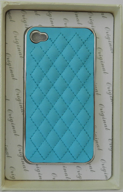 CUSTODIA COVER PLASTICA RIGIDA PER APPLE IPHONE 4 4S IN SIMIL MINIJES AZZURRA