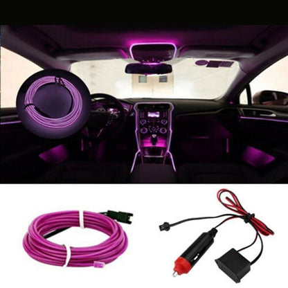 STRISCIA INTERNI LUCE AUTO FIBRA OTTICA 12V DECORAZIONE FILO 5 MT VIOLA 51