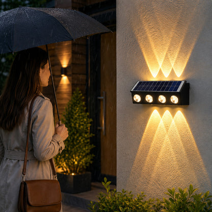 APPLIQUE LAMPADA 8 LED MURO PARETE SOLARE IP65 BIANCO CALDO GIARDINO TE-B0578*
