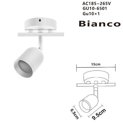 APPLIQUE FARETTO 6.5*9.5CM SOFFITTO PLAFFONIERA ORIENTABILI GU10 LED BIANCO 6501