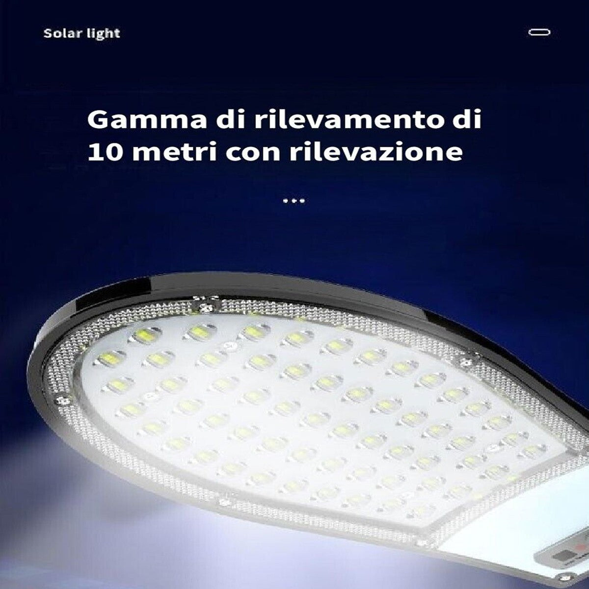 FARO LAMPIONE 57 LED SMD STRADALE PANNELLO SOLARE FOTOVOLTAICO SENSORE IP65 30W