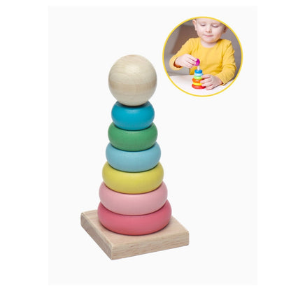 GIOCO EDUCATIVO LEGNO IMPILABILE COLORATO FORME GEOMETRICHE BAMBINI 52907