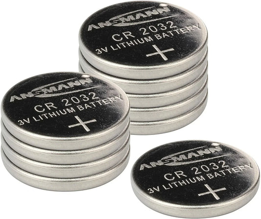 10 Pz Ansmann Batteria A Bottone Cr2032/3v Al Litio Telecomando Chiave Pila Auto