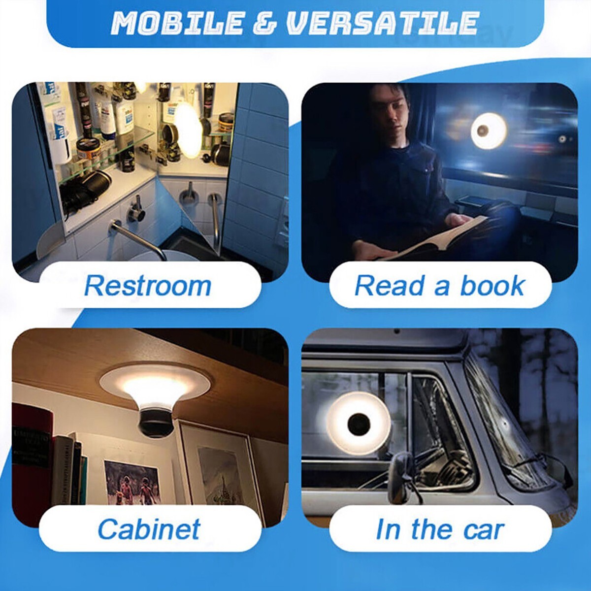 LUCE NOTTURNA LED PORTATILE RICARICABILE CON VENTOSA SENSORE MOVIMENTO PASSAGGIO