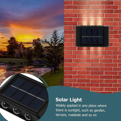 APPLIQUE LAMPADA 6 LED MURO PARETE SOLARE IP65 BIDIREZIONALE GIARDINO TE-B0567