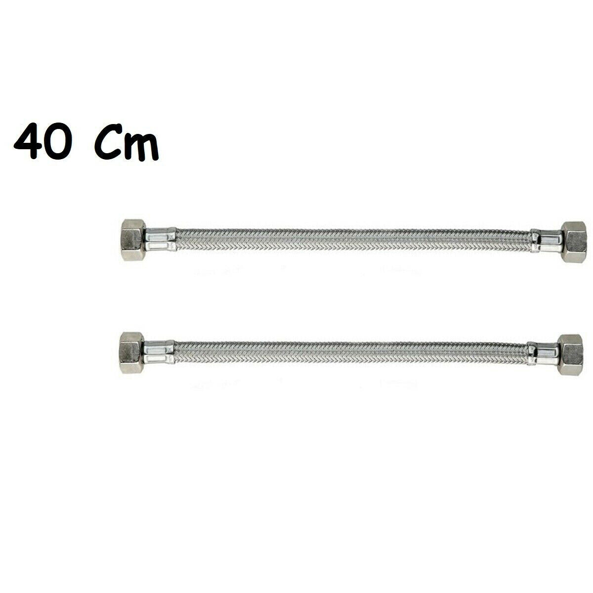 COPPIA TUBO FLESSIBILE 40CM TUBI ACQUA CALDA E FREDDA CALDAIA 1/2X1/2 DGO-171
